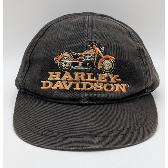 Vintage Harley-Davidson YOUTH Sized Snapback Hat VTG Born To Ride 90s Faded READ - Picture 2 of 6